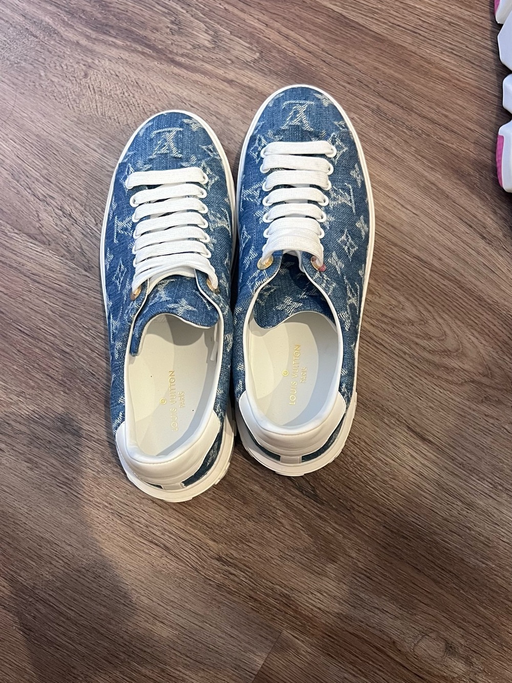 Louis Vuitton Denim Monogram Low-Top Sneakers in Blue and White